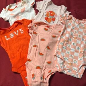 Carter's 5 Orange and Pink Bodysuit bundle Set